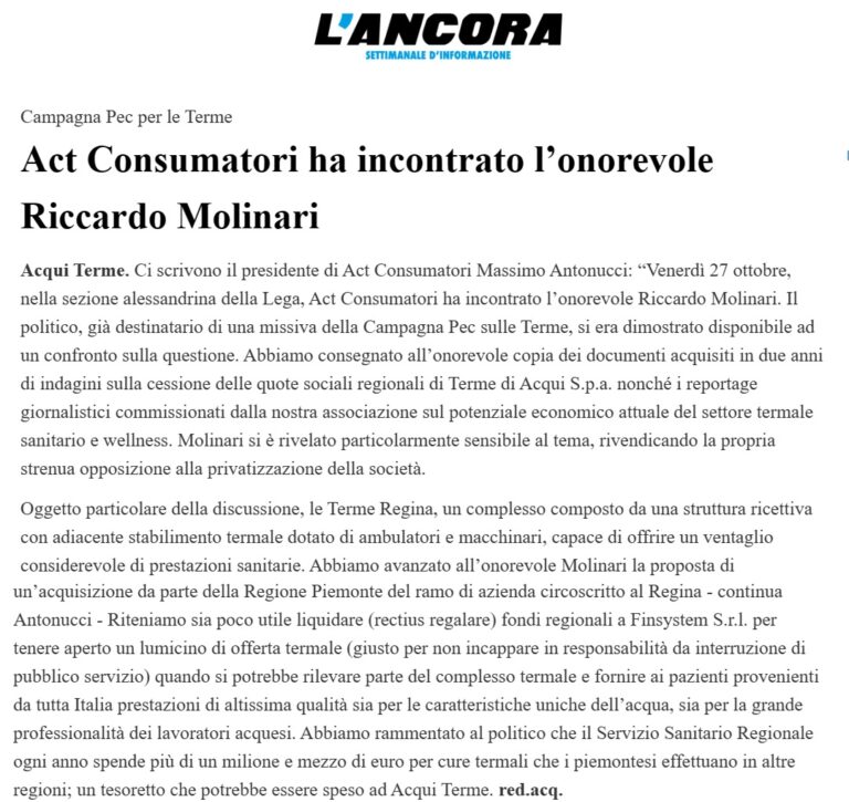 Molinari rassegna stampa