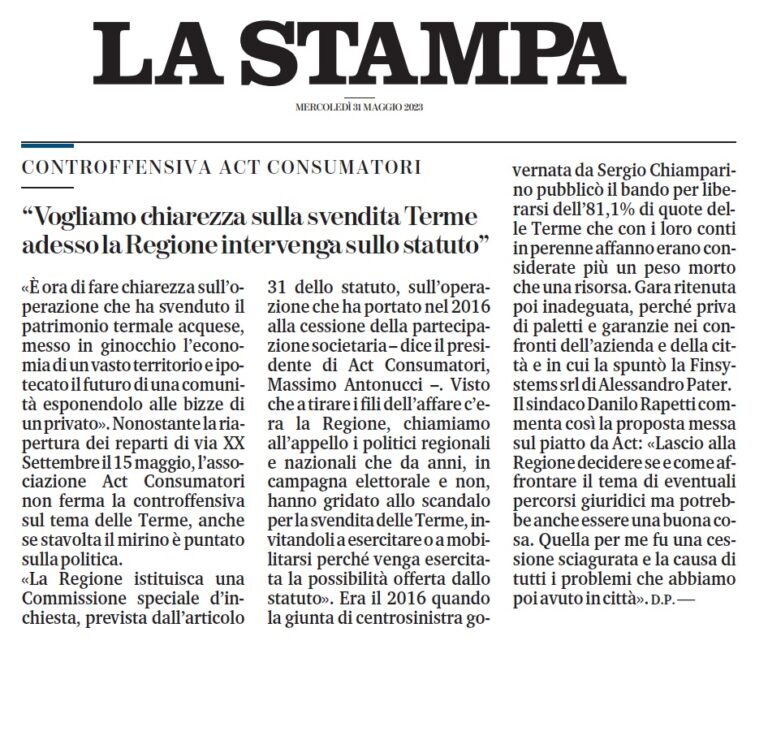 Rassegna stampa LA STAMPA
