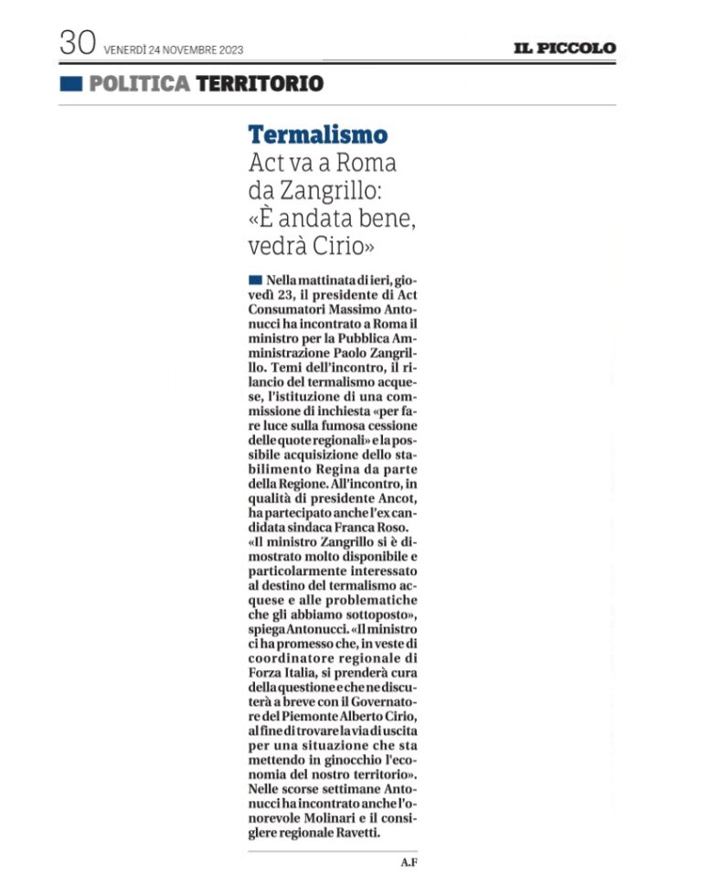 Rassegna stampa Zangrillo Il Piccolo