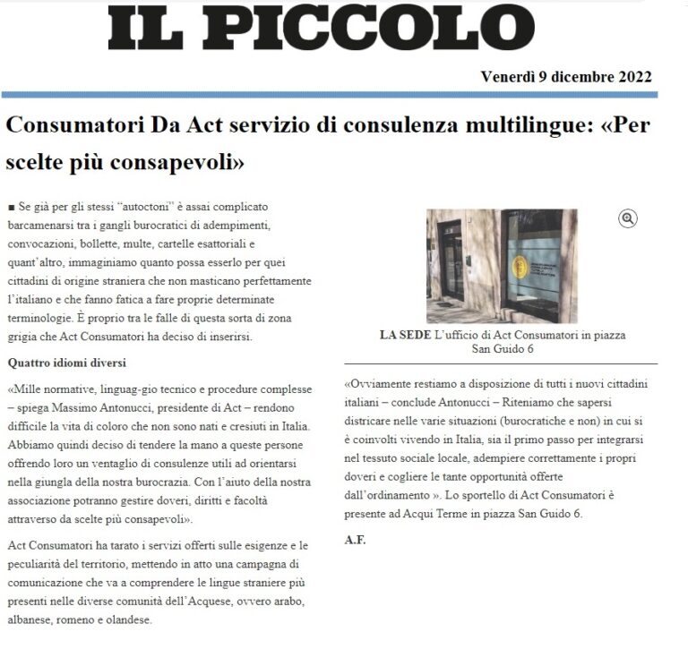 rassegna IL PICCOLO ACTi aiuta